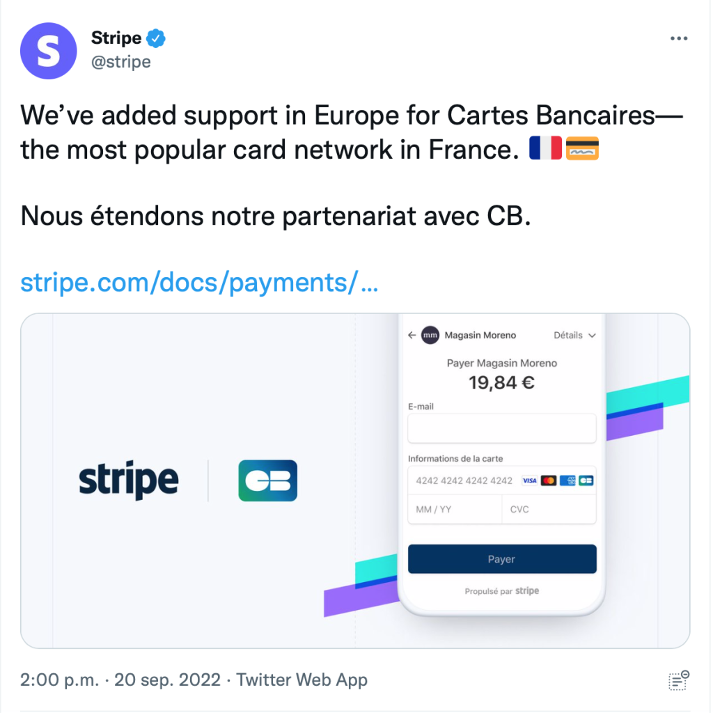 Kopie tweet Stripe Carte Bancaire